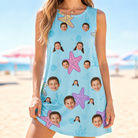 Model wearing Women's Nautical Nuptials Custom Face Tank Dress printed with kids' faces
