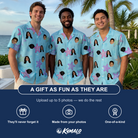 Friends in matching Men's Nautical Nuptials Custom Face Hawaiian Shirt — a group gift photo