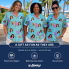 Friends in matching Women's Nautical Nuptials Custom Face Hawaiian Shirt — a group gift photo