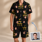 Man wearing Men's Shoreline Cheers Custom Face Shirt & Shorts Set — custom faces printed all-over