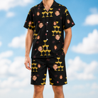 Model wearing Men's Shoreline Cheers Custom Face Shirt & Shorts Set printed with kids' faces