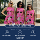 Friends in matching Women's Swaying Sweethearts Custom Face Tank Dress — a group gift photo