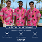 Friends in matching Men's Swaying Sweethearts Custom Face Hawaiian Shirt — a group gift photo