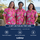 Friends in matching Women's Swaying Sweethearts Custom Face Hawaiian Shirt — a group gift photo