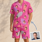 Man wearing Men's Swaying Sweethearts Custom Face Shirt & Shorts Set — custom faces printed all-over