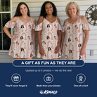 Friends in matching Women's Beach Bouquet Custom Face Off-Shoulder Dress — a group gift photo