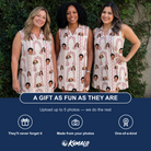 Friends in matching Women's Beach Bouquet Custom Face V-Neck Dress — a group gift photo