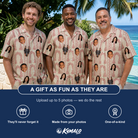 Friends in matching Men's Beach Bouquet Custom Face Hawaiian Shirt — a group gift photo