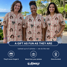 Friends in matching Women's Beach Bouquet Custom Face Hawaiian Shirt — a group gift photo