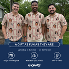 Friends in matching Men's Beach Bouquet Custom Face Polo Shirt — a group gift photo