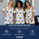 Friends in matching Women's Saltkissed Circles Custom Face Off-Shoulder Dress — a group gift photo