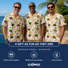 Friends in matching Men's Saltkissed Circles Custom Face Hawaiian Shirt — a group gift photo