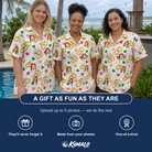Friends in matching Women's Saltkissed Circles Custom Face Hawaiian Shirt — a group gift photo