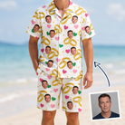 Man wearing Men's Saltkissed Circles Custom Face Shirt & Shorts Set — custom faces printed all-over