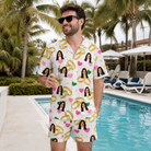 Real-life photo of someone wearing Men's Saltkissed Circles Custom Face Shirt & Shorts Set — custom faces printed all-over