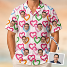 Man wearing Men's Joined Jetty Custom Face Hawaiian Shirt — custom faces printed all-over