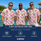 Friends in matching Men's Joined Jetty Custom Face Hawaiian Shirt — a group gift photo