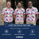 Friends in matching Men's Joined Jetty Custom Face Polo Shirt — a group gift photo