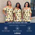 Friends in matching Women's Briny Betrothal Custom Face Off-Shoulder Dress — a group gift photo
