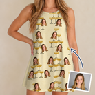 Woman wearing Women's Briny Betrothal Custom Face Tank Dress — custom faces printed all-over