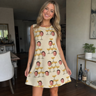 Real-life photo of someone wearing Women's Briny Betrothal Custom Face Tank Dress — custom faces printed all-over