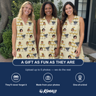 Friends in matching Women's Briny Betrothal Custom Face V-Neck Dress — a group gift photo
