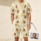 Man wearing Men's Briny Betrothal Custom Face Shirt & Shorts Set — custom faces printed all-over