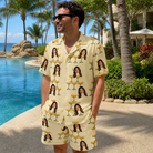 Real-life photo of someone wearing Men's Briny Betrothal Custom Face Shirt & Shorts Set — custom faces printed all-over