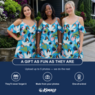 Friends in matching Women's Altar Aviary Custom Face Off-Shoulder Dress — a group gift photo