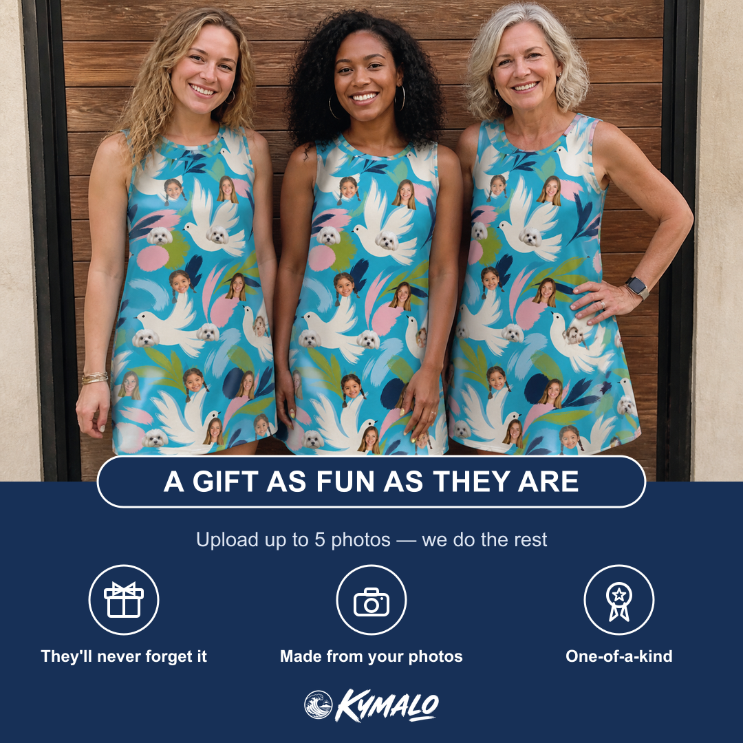 Friends in matching Women's Altar Aviary Custom Face Tank Dress — a group gift photo