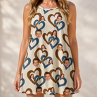 Model wearing Women's Cove Connections Custom Face Tank Dress printed with kids' faces