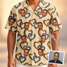 Man wearing Men's Cove Connections Custom Face Hawaiian Shirt — custom faces printed all-over