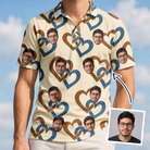 Man wearing Men's Cove Connections Custom Face Polo Shirt — custom faces printed all-over
