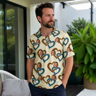 Real-life photo of someone wearing Men's Cove Connections Custom Face Polo Shirt — custom faces printed all-over