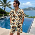 Real-life photo of someone wearing Men's Cove Connections Custom Face Shirt & Shorts Set — custom faces printed all-over