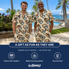 Friends in matching Men's Cove Connections Custom Face Shirt & Shorts Set — a group gift photo