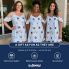 Friends in matching Women's Sandbar Signets Custom Face Off-Shoulder Dress — a group gift photo