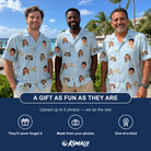 Friends in matching Men's Sandbar Signets Custom Face Hawaiian Shirt — a group gift photo