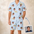 Man wearing Men's Sandbar Signets Custom Face Shirt & Shorts Set — custom faces printed all-over