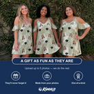 Friends in matching Women's Seaglass Serenade Custom Face Off-Shoulder Dress — a group gift photo