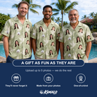Friends in matching Men's Seaglass Serenade Custom Face Hawaiian Shirt — a group gift photo