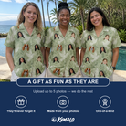 Friends in matching Women's Seaglass Serenade Custom Face Hawaiian Shirt — a group gift photo
