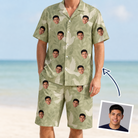 Man wearing Men's Seaglass Serenade Custom Face Shirt & Shorts Set — custom faces printed all-over
