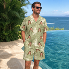 Real-life photo of someone wearing Men's Seaglass Serenade Custom Face Shirt & Shorts Set — custom faces printed all-over