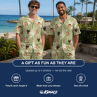 Friends in matching Men's Seaglass Serenade Custom Face Shirt & Shorts Set — a group gift photo