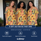 Friends in matching Women's Leisure Lovers Custom Face Off-Shoulder Dress — a group gift photo