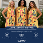 Friends in matching Women's Leisure Lovers Custom Face V-Neck Dress — a group gift photo