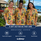 Friends in matching Women's Leisure Lovers Custom Face Hawaiian Shirt — a group gift photo