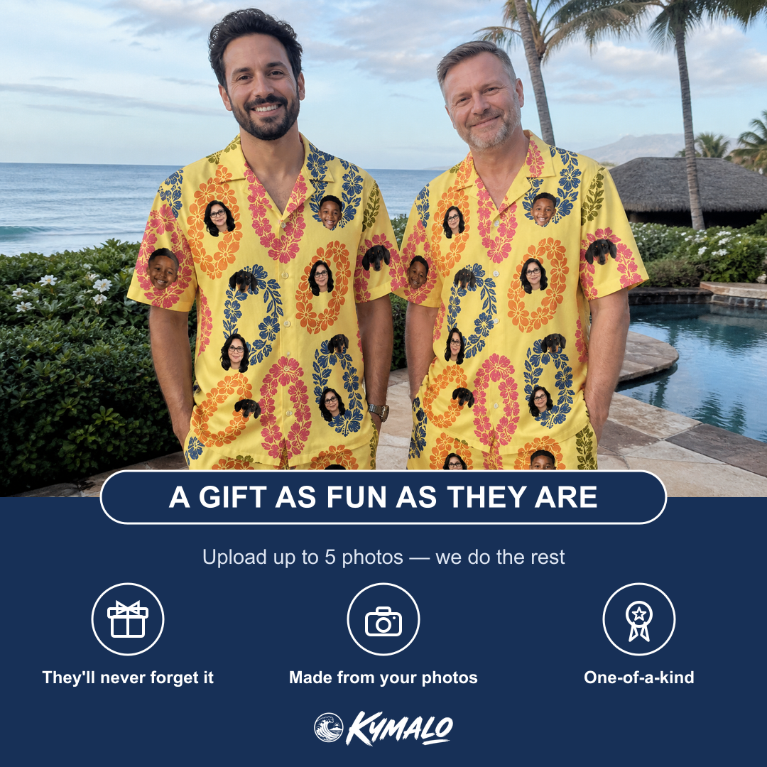 Friends in matching Men's Leisure Lovers Custom Face Shirt & Shorts Set — a group gift photo