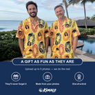 Friends in matching Men's Leisure Lovers Custom Face Shirt & Shorts Set — a group gift photo
